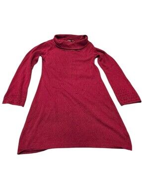 Prana Women's Wine Burgundy Wool Blend Cowl-Neck Sweater Dress Size L-XL i16